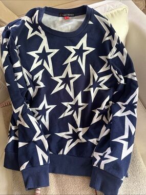 Perfect Moment Navy and White Star-Print Crewneck Sweatshirt